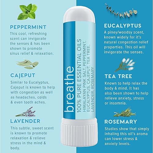 Miniatura 2 de MOXE Breathe - Inhalador de sal del Himalaya y espray de ducha de aromaterapia, alivio de la congestión, aumenta la concentración y mejora la