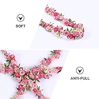 Vista 4 de EXCEART Cinta floral de encaje rosa DIY apliques de boda para manualidades de costura 14.8 ft (rojo)