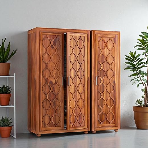 Ezu Wooden 3 Door Wardrobe Organizer