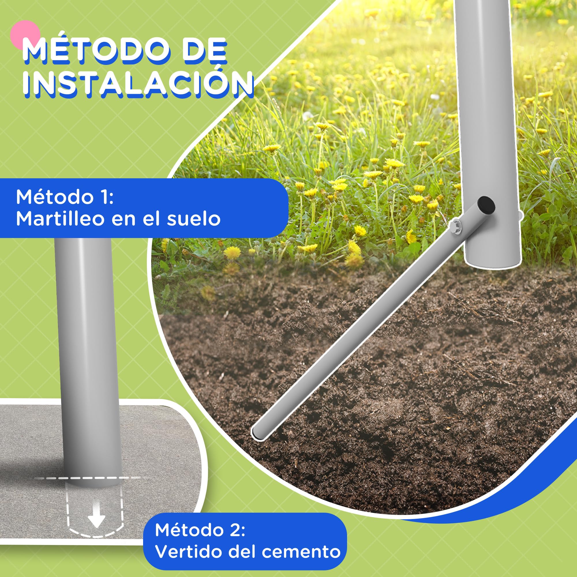 Outsunny Columpio para Niños Anti-UV 135 kg 255x160x180 cm Gris y Verde | Columpio Jardín Exterior, 1 Simple, 1 Planeador
