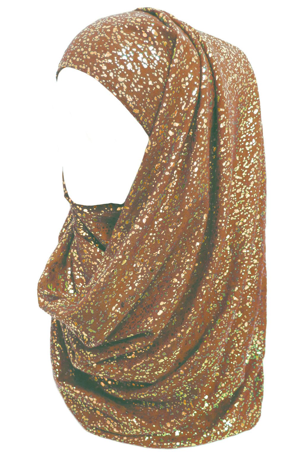 Lina & Lily Sparkle Gold Glitter Foil Hijab Head Scarf for Women (Brown)