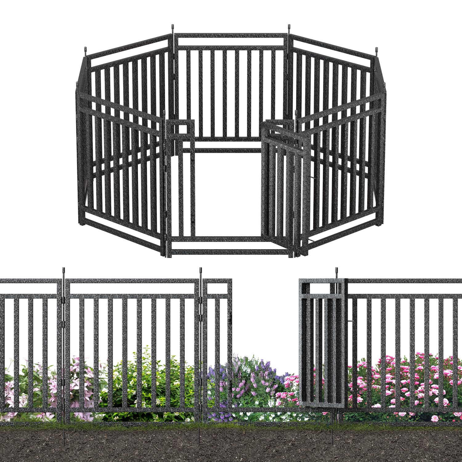 Petorldog Heavy-Duty Garden Fence, No Dig for Yard, 80cm(H) × 5.6m(L)