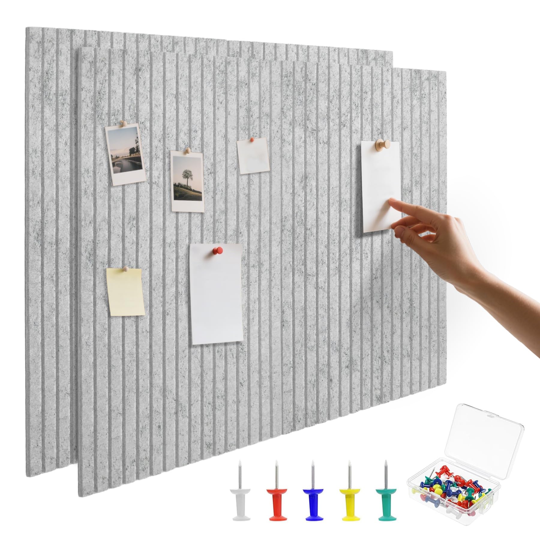 2 Stück Große Filz Pinnwand Korkplatte mit 30 Pinnnadeln,80x120cm,Filzboard Memotafeln Memo Boards mit selbstklebender Rückseite für Wände,DIY dekorative Grau Filz Pinnwand