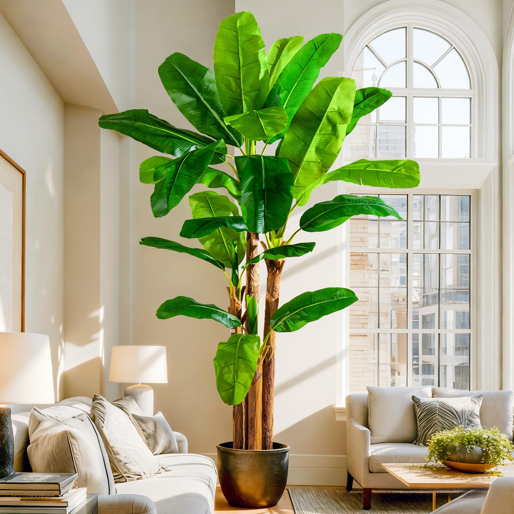 Large Fake Tropical Bananas Trees Tall Artificial Banana Tree Indoor Outdoor Realistic Floor Plant Big Faux Plants for
