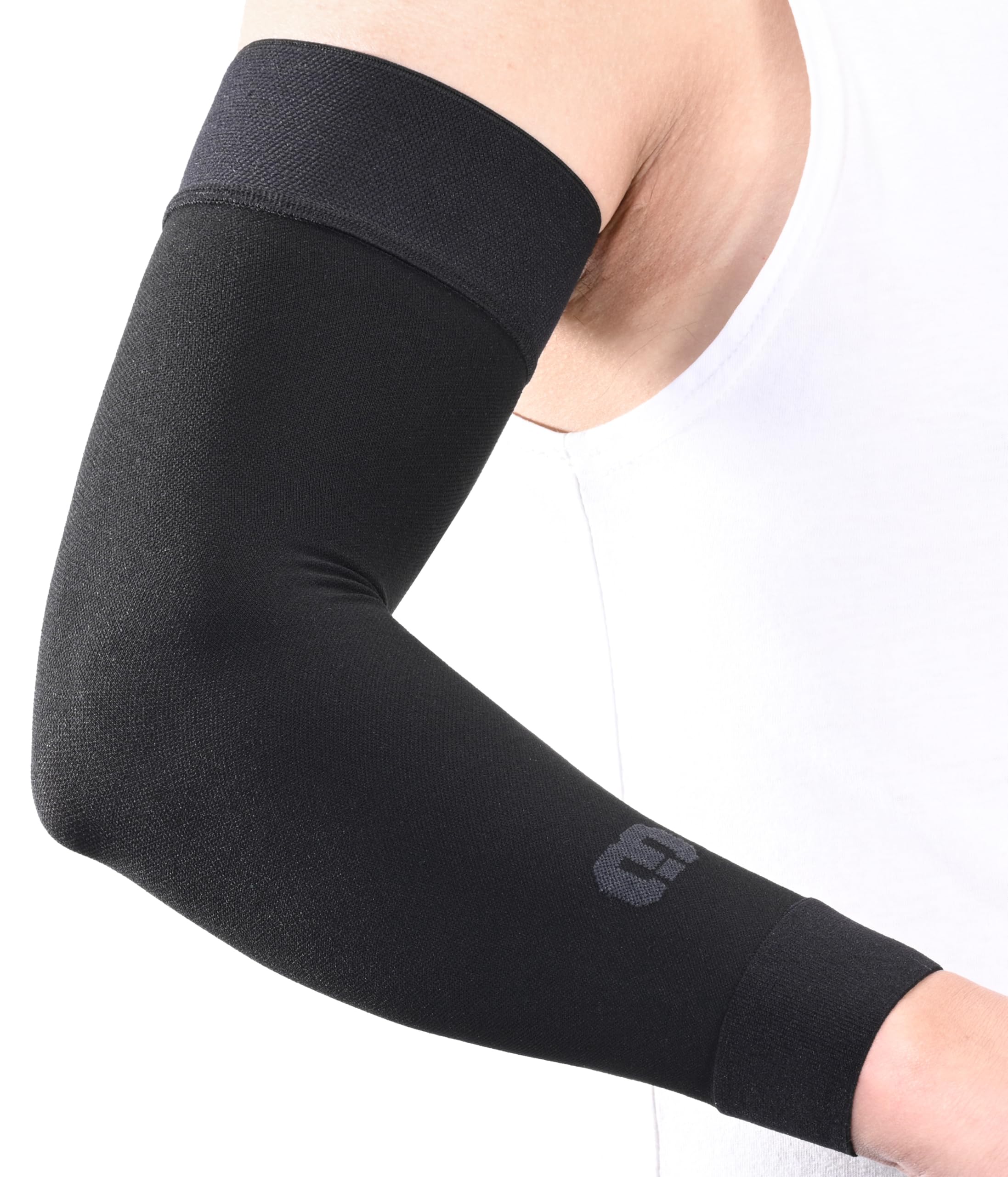 MGANG Lymphedema Compression Arm Sleeve for Unisex, Opaque, 15-20 mmHg Compression, Relieve Swelling, Edema, Single