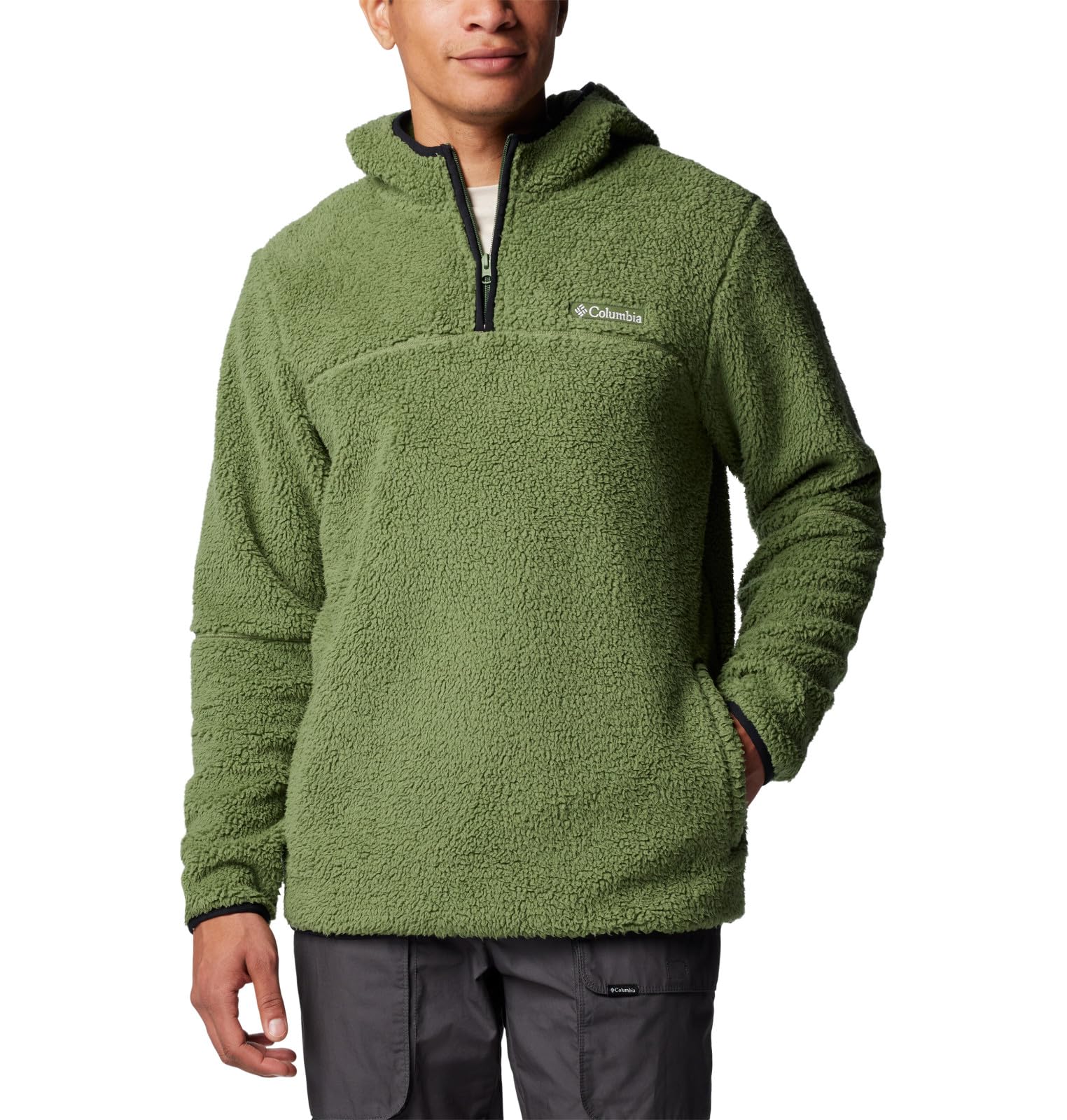 Columbia Men's Rugged Ridge III Sherpa Pullover Hoodie, canteen, X