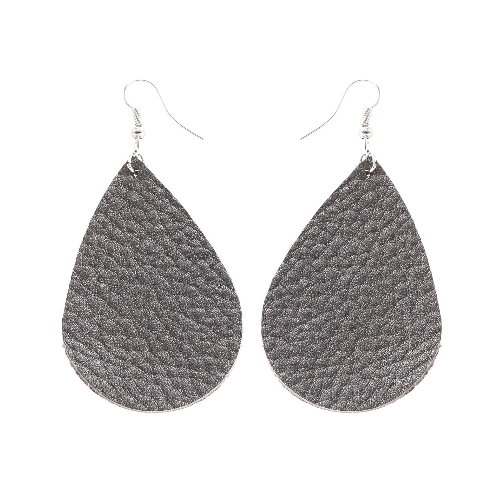 TIDOOJewelry Women Fashion Teardrop Leather Earring (One, 004# SequinSilverGrey)