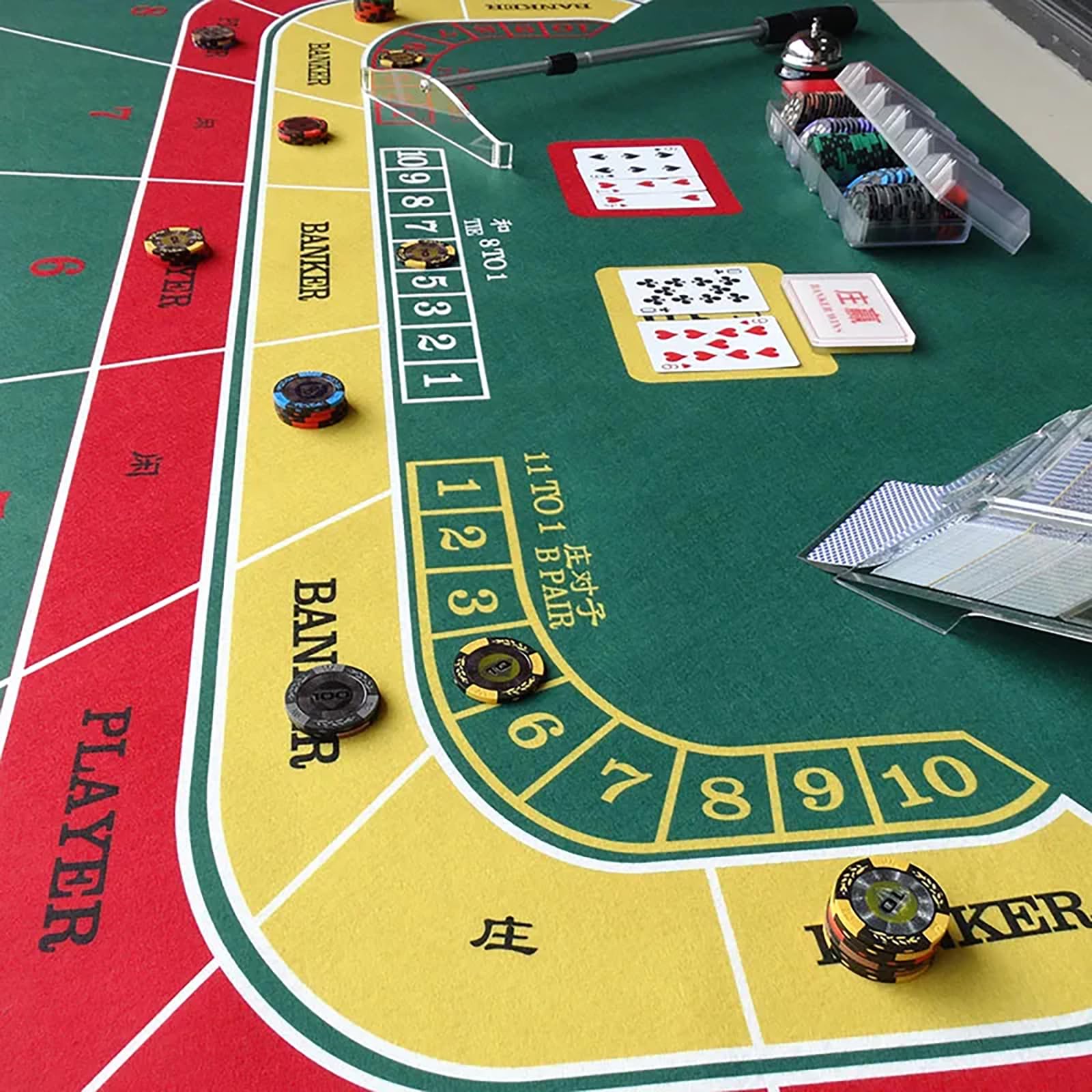 mata do gry w karty, Przenośna profesjonalna mata do układania stołu ruletki w kasynie, składany blat pokerowy gier pokerowych(Green,L)
