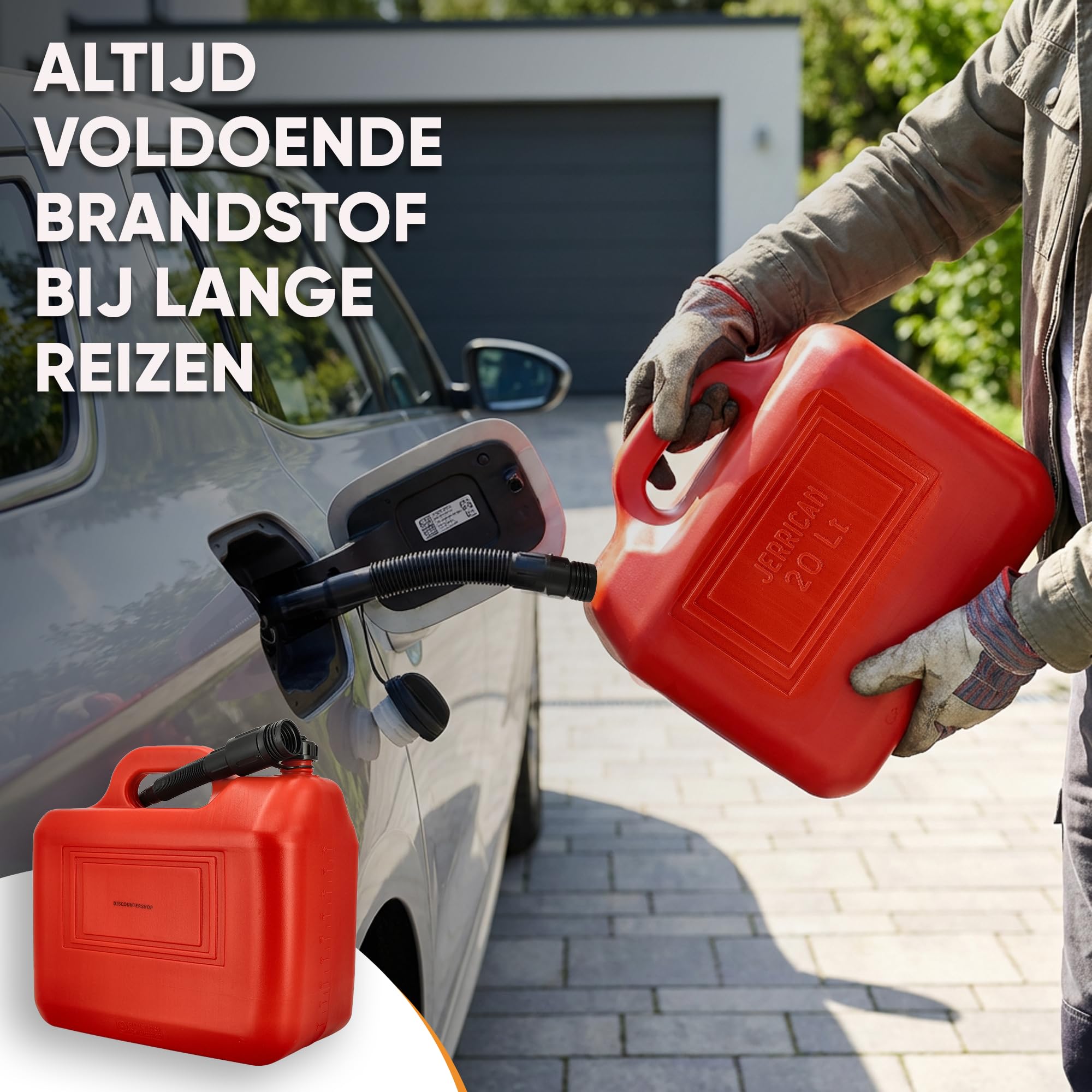 Jerrycan con Embudo Rojo 20L - Juego de 5 - Para Combustibles, Tapa con Cierre y Mango I Polietileno - Certificados por la ONU Jerrycans de combustible