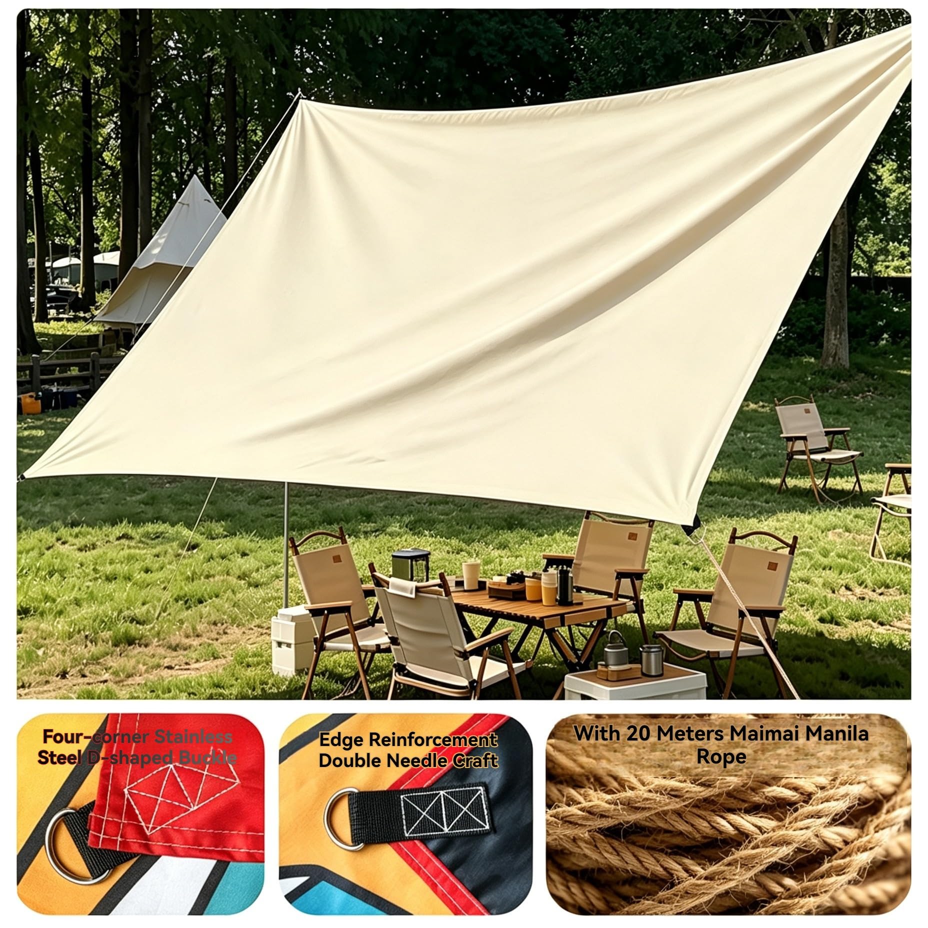 Vela Parasole Impermeabile Tendalino Rettangolare Carichi Pesanti Con Corda | Tettoia ombreggiante da esterno resistente ai raggi UV a 3 strati per patio, cortile, giardino(Green,2x6m/6.6x19.7 ft)
