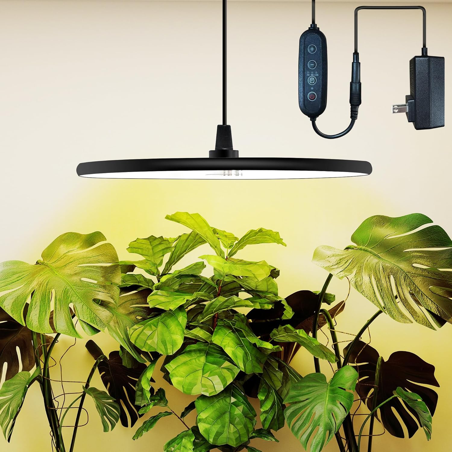 chiphy Hanging Grow Lights for Indoor Plants, 60W Full Spectrum with 3/9/12 Hours Timer, Pendant Plant Lights for Indoor Growing, Large Tall Plant, Garden, Flowers, Greenhouse,16.7FT Power Cord