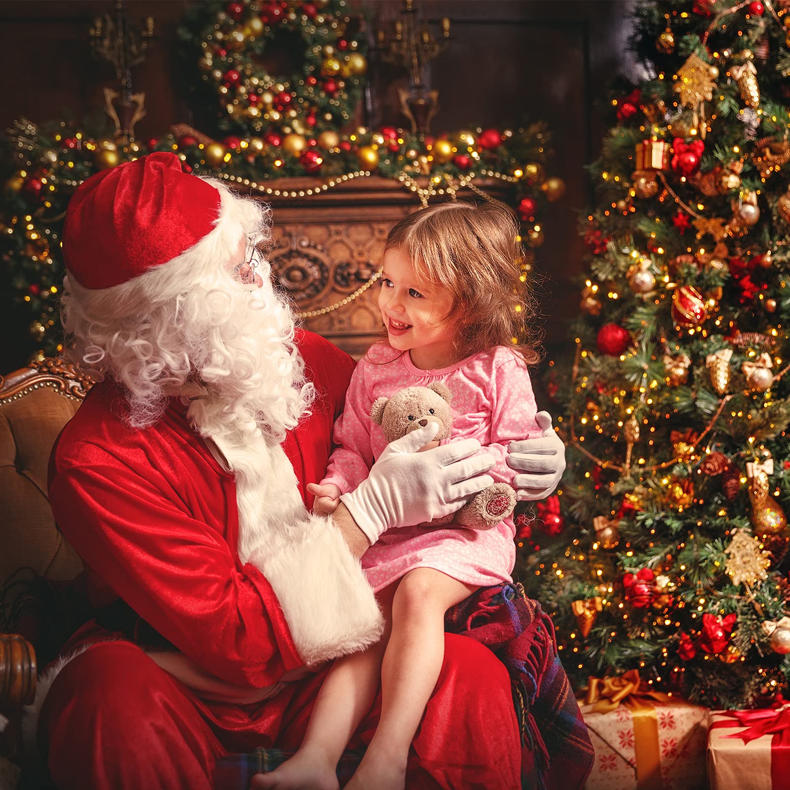 SATINIOR Christmas Santa Claus Costumes Suit 10pc. Christmas Santa Belly Accessory Christmas Party Cosplay Outfits (XL) Red X-Large