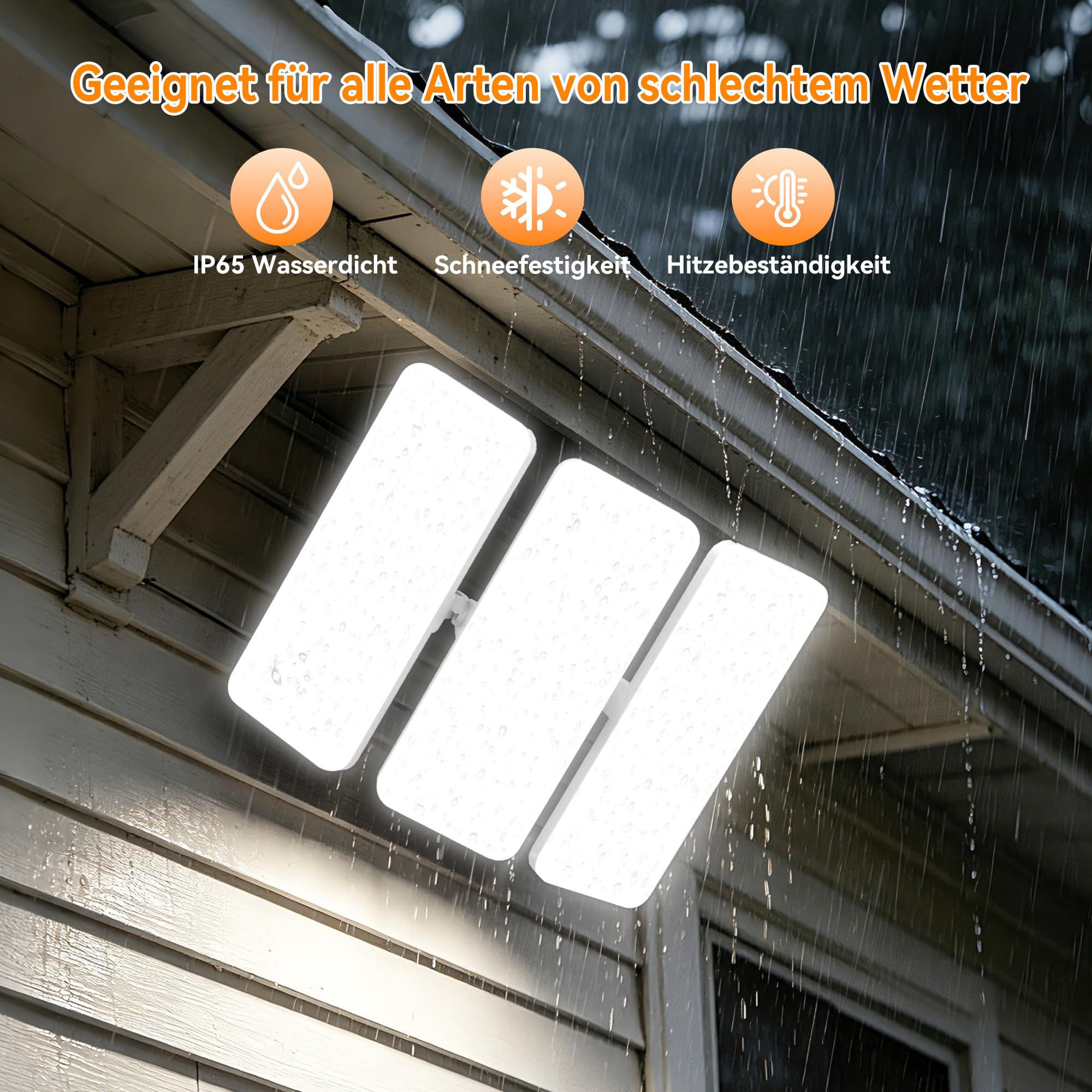 SOLLA 2026Lite 300W LED Außenflutlicht 30000LM Hochleistungs, 6000K Tageslichtweiß IP65 Wasserdicht, 3 Verstellbare Köpfe Außen-Sicherheitslicht für Hof Parkplatz Sportplatz Baustelle - Grau