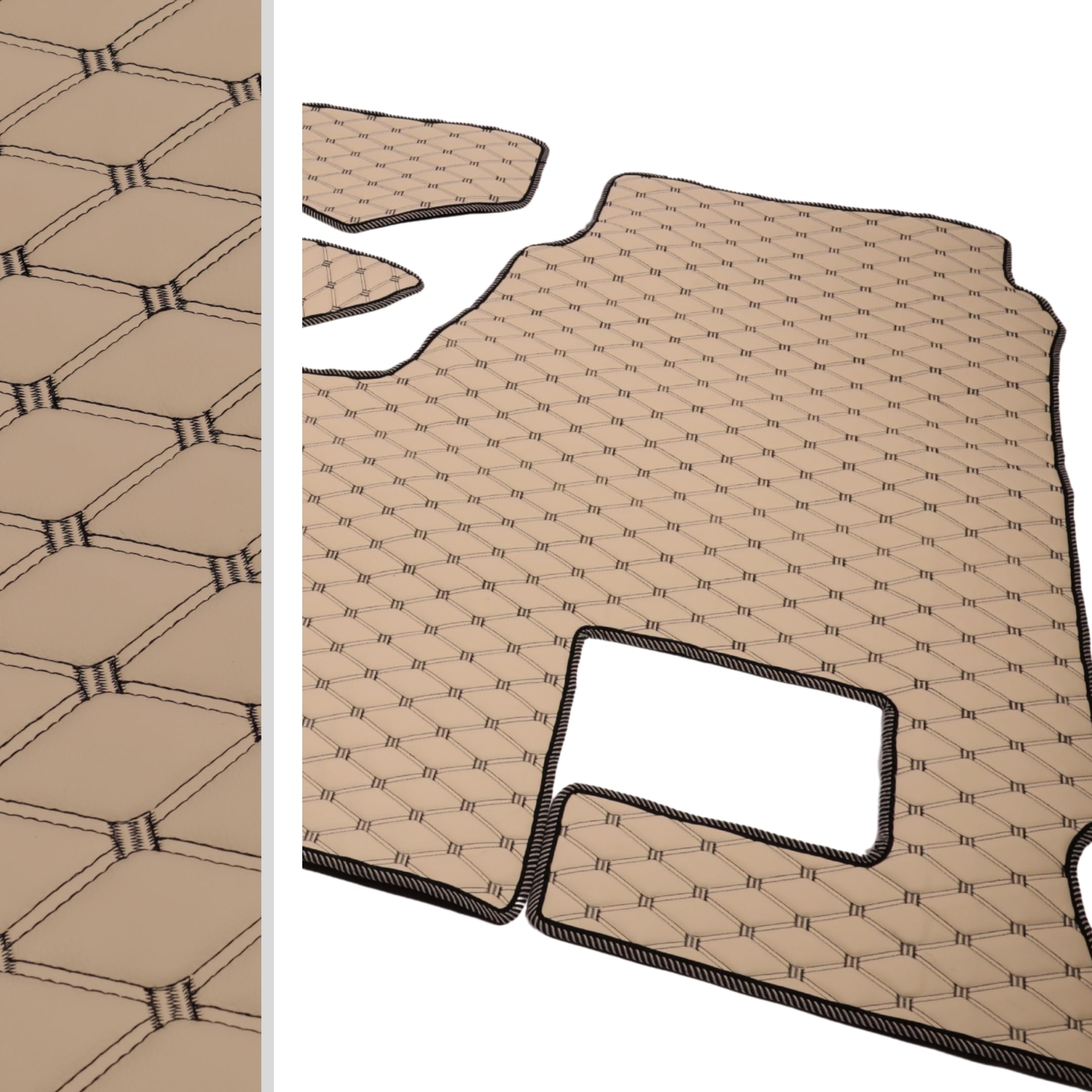 Alfombrillas para camión/Tapetes compatibles con Mercedes Actros MP4, MP5, Asiento del copiloto no suspendido (Plegable) - Elegante Acolchado y Costuras Dobles