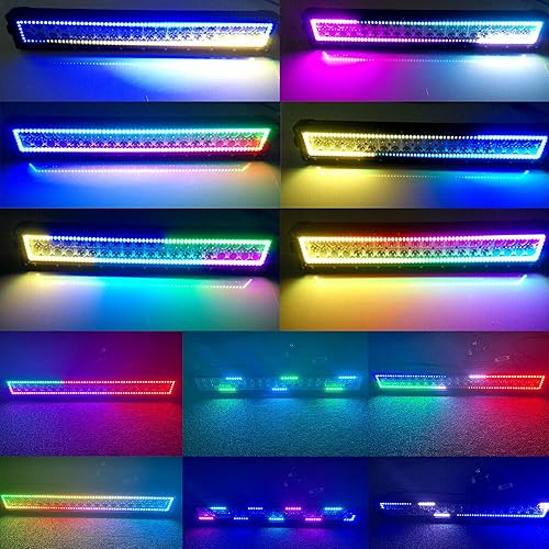 Miniatura 8 de Lpteso Barra de luz LED RGB de 52 pulgadas + 2 módulos LED RGB de 4 pulgadas con 16 colores sólidos que persiguen el anillo cambiante con