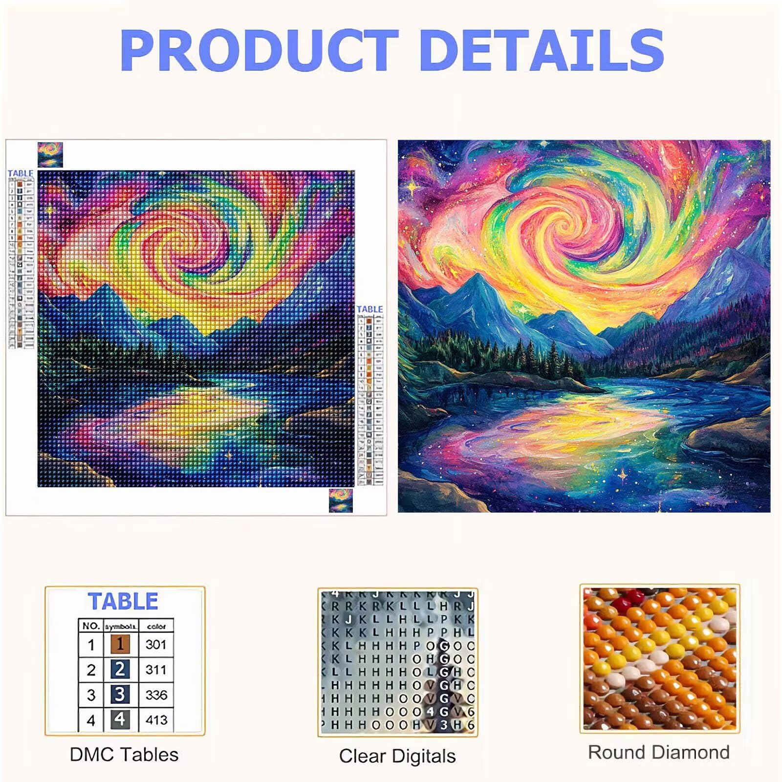 5D Diamond Painting Kit Complet, Diamond Painting Enfant Couleur Plein Foret Peinture Diamant Abstrait pour Adulte Débutant, Activité Manuelle Cristal Art Kit pour Décoration Murale 90x90cm FX#6