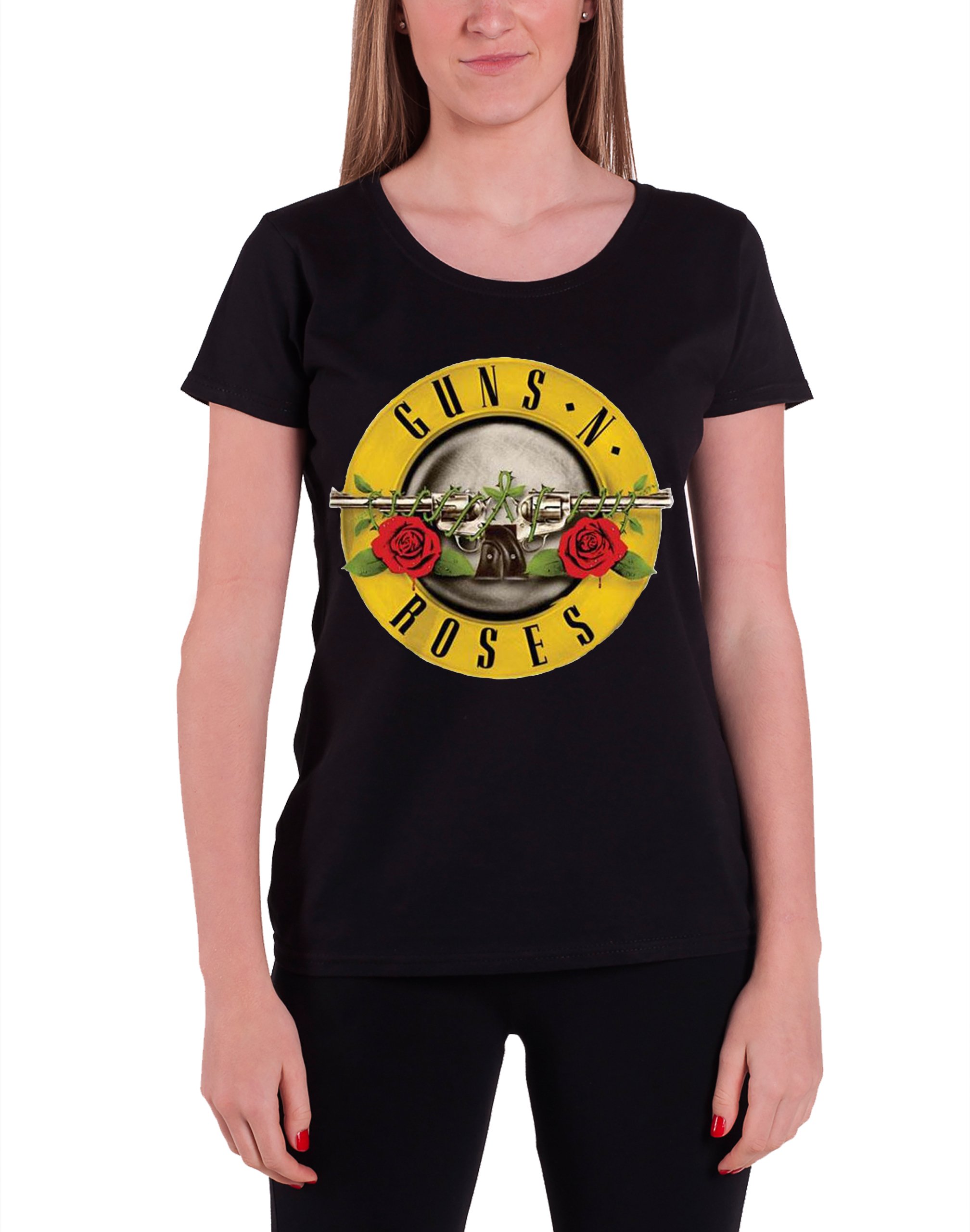 Bravado Women's Black Guns N Roses Bullet Logo T-Shirt Large