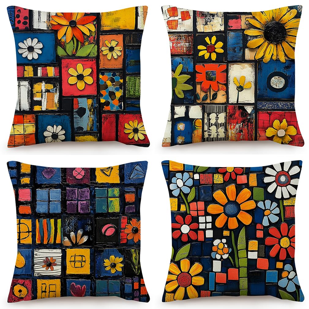 Coussin de canapé peinture à l'huile 60x60 cm pour embellir votre chambre ou votre terrasse