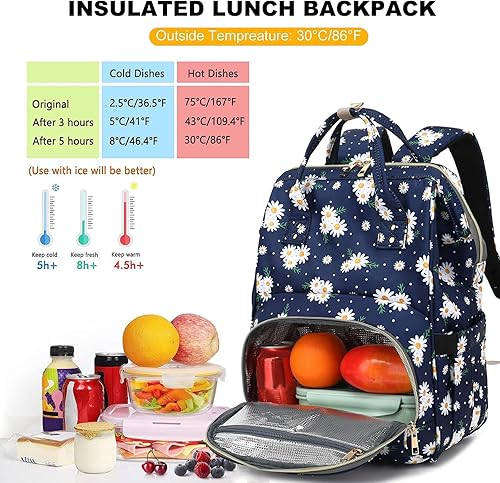 Miniatura 2 de Dezcrab Mochila de almuerzo para mujeres y niñas, mochila térmica térmica para laptop, mochila escolar, mochila para libros, mochila de trabajo para