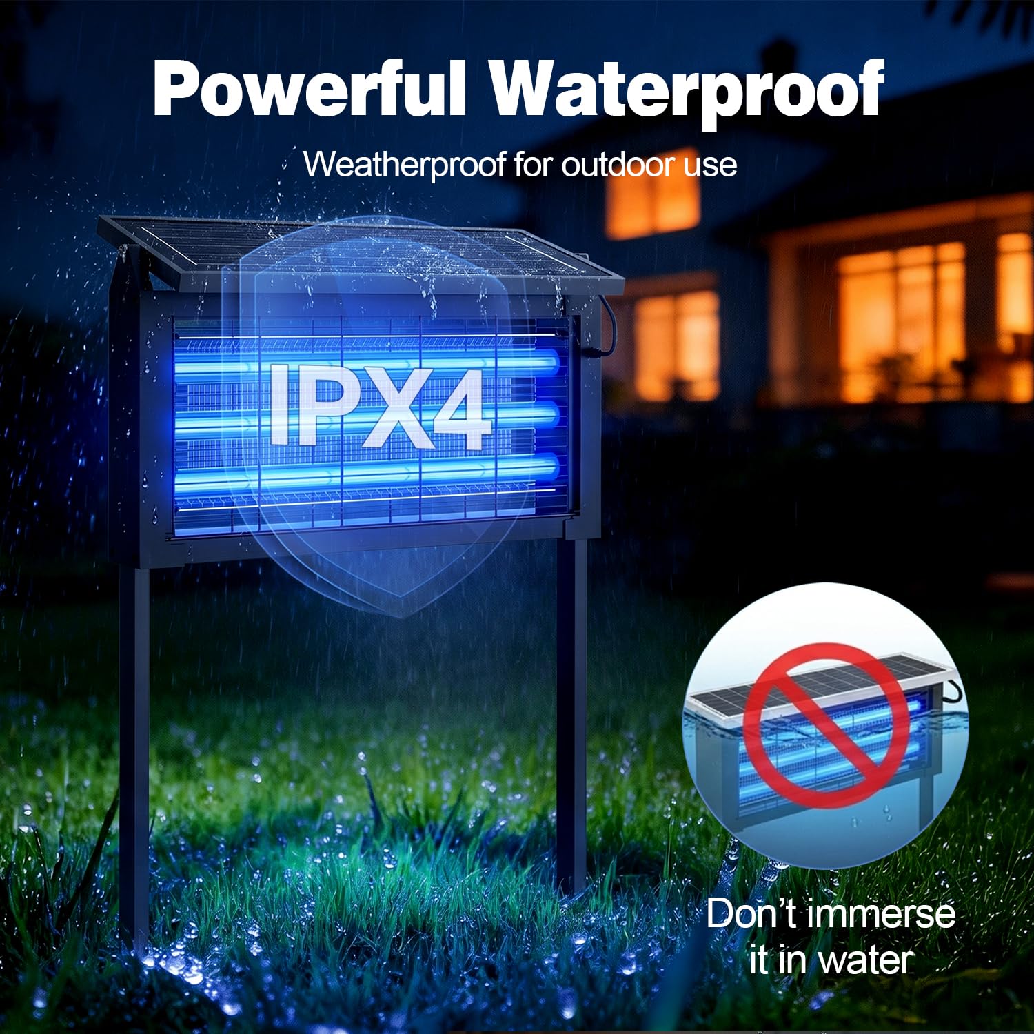 Solar Bug Zapper Outdoor, Potente Zapper Zanzariera, 3500V Elettrico Mosquito Killer, Impermeabile e Portatile, Trappola per insetti Volante Ricaricabile per Patio, Cortile, Giardino, Casa, Campeggio