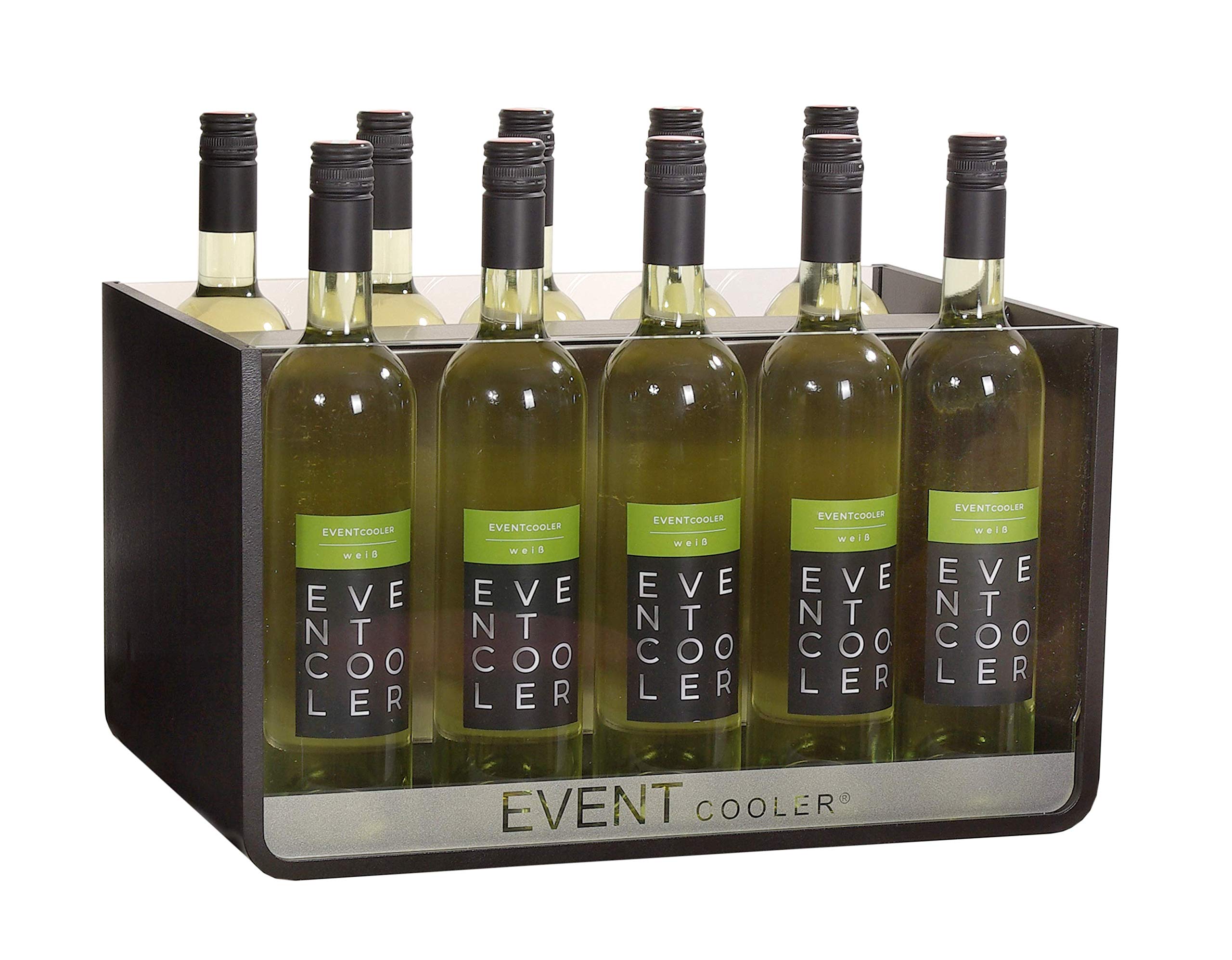 EVENT COOLER VARIO 10, doppeltes Sichtfenster, stromloser Weinkhler, Flaschenkhler - schwarz