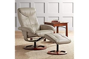 Benchmaster Newport Taupe Faux Leather Recliner Chair with Ottoman Footrest: Embrace Seamless Relaxation