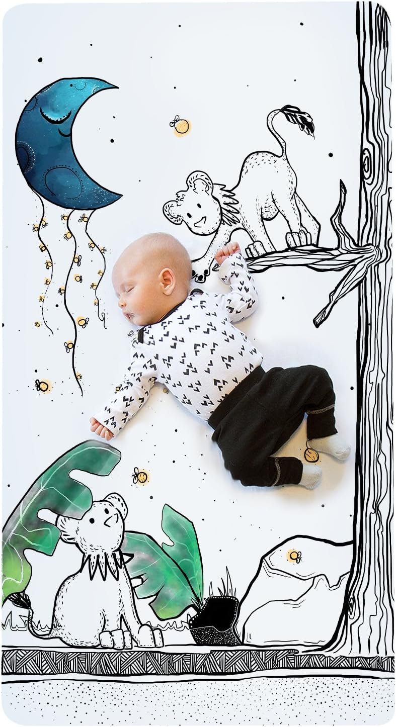 JumpOff JoFitted Crib Sheet, Super Soft Breathable 100% Cotton Baby Crib Sheet for Standard Crib Mattresses and Toddler Beds, 28 in. x 52 in. - Lionhearted
