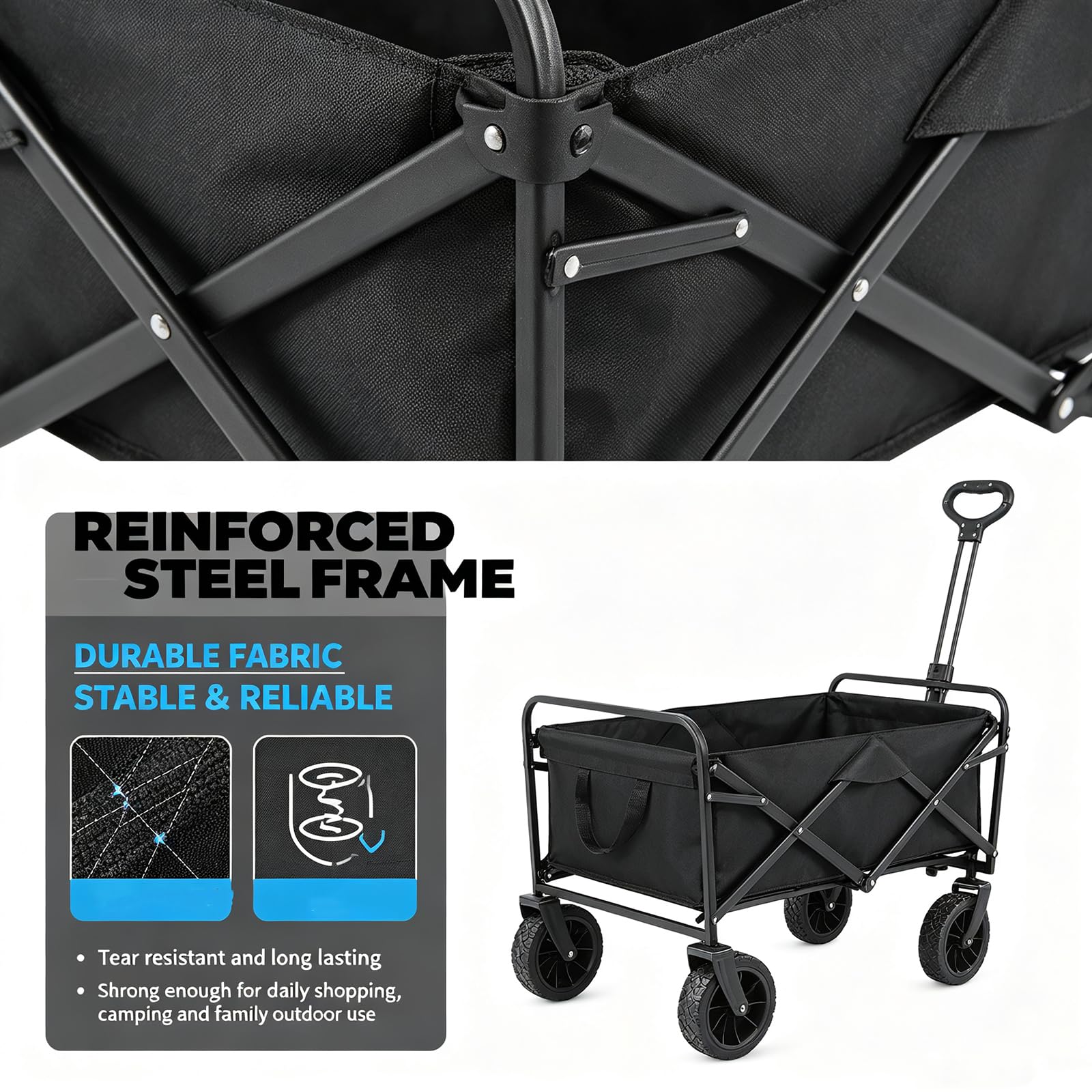 Carro plegable con ruedas, 100 L, soporta hasta 150 kg