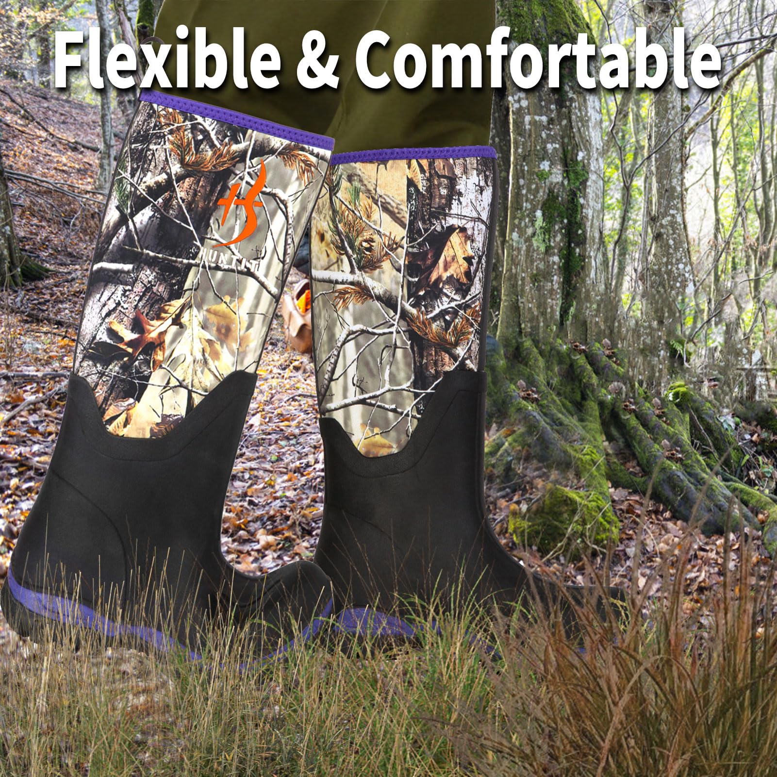 HUNTIT Gummi Jagd Boost für Frauen Isolierte Gummistiefel Wasserdichte Frauen Jagd Stiefel 6mm Neopren Outdoor Camo Stiefel