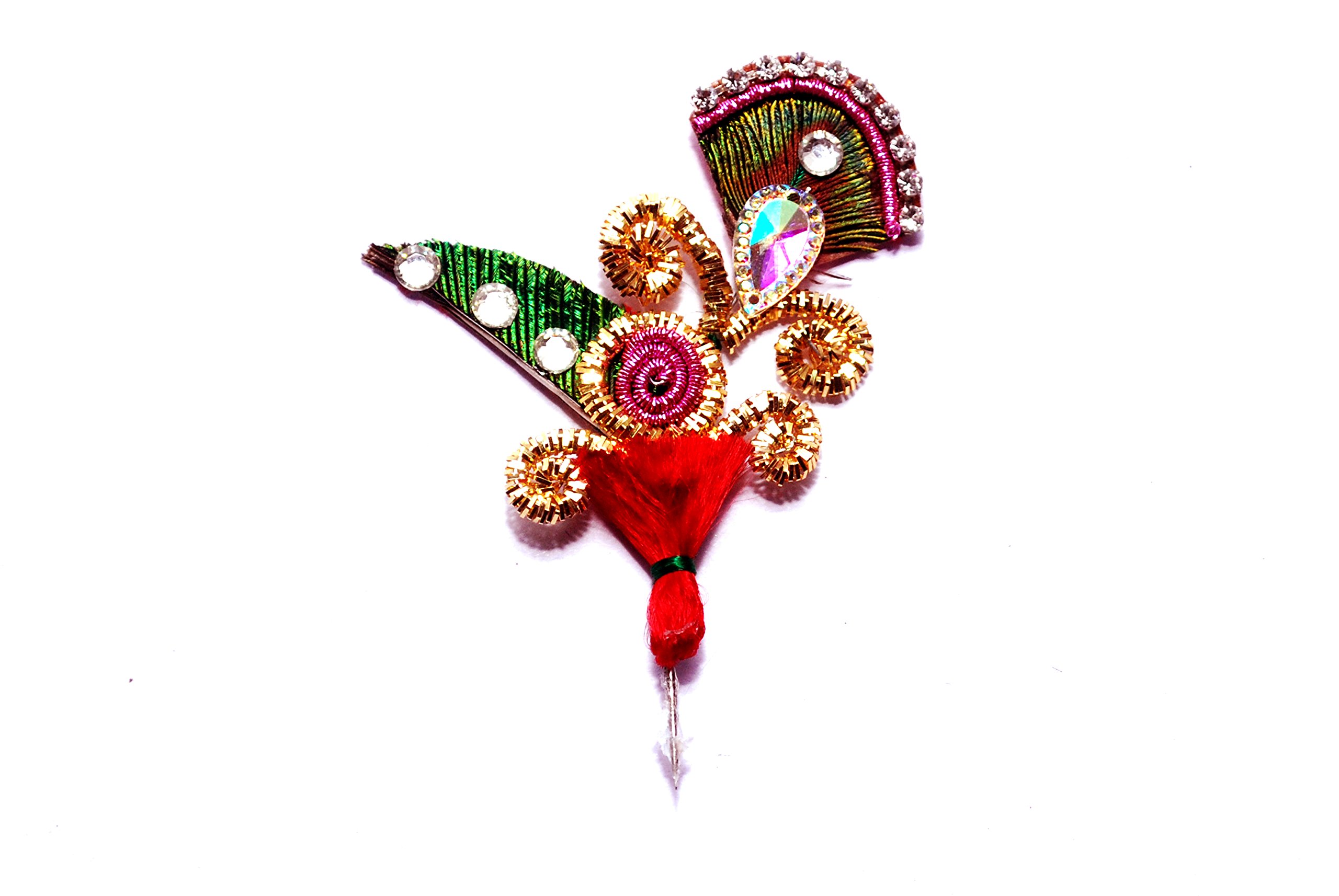 VRINDAVANBAZAAR.COM Vrindavan Bazaar Red Decorated Peacock kalangi