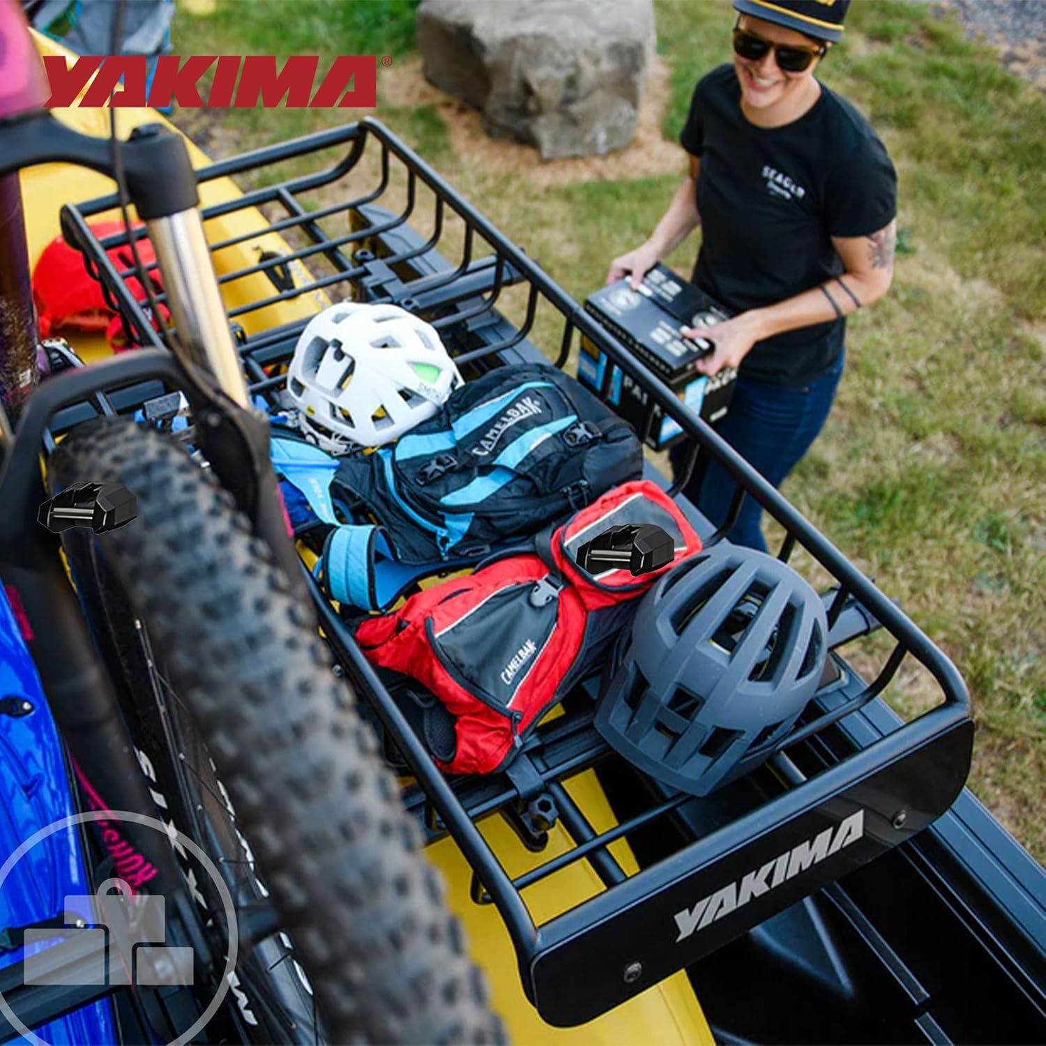 Yakima SkinnyWarrior Cargo Basket, Long and Narrow Roof Rack for Yakima Streamline Crossbars