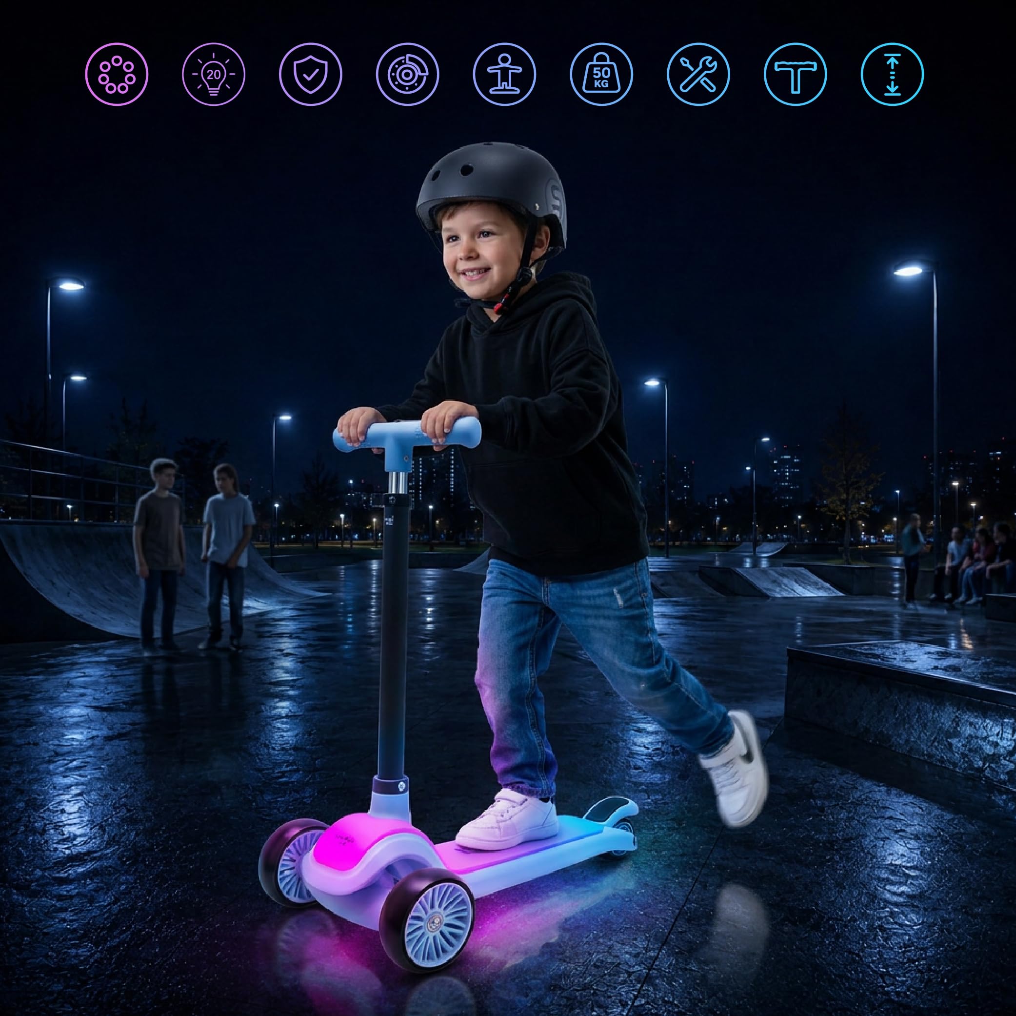 LUMI Ride Patinete Infantil 3 Ruedas Balance LED 3+