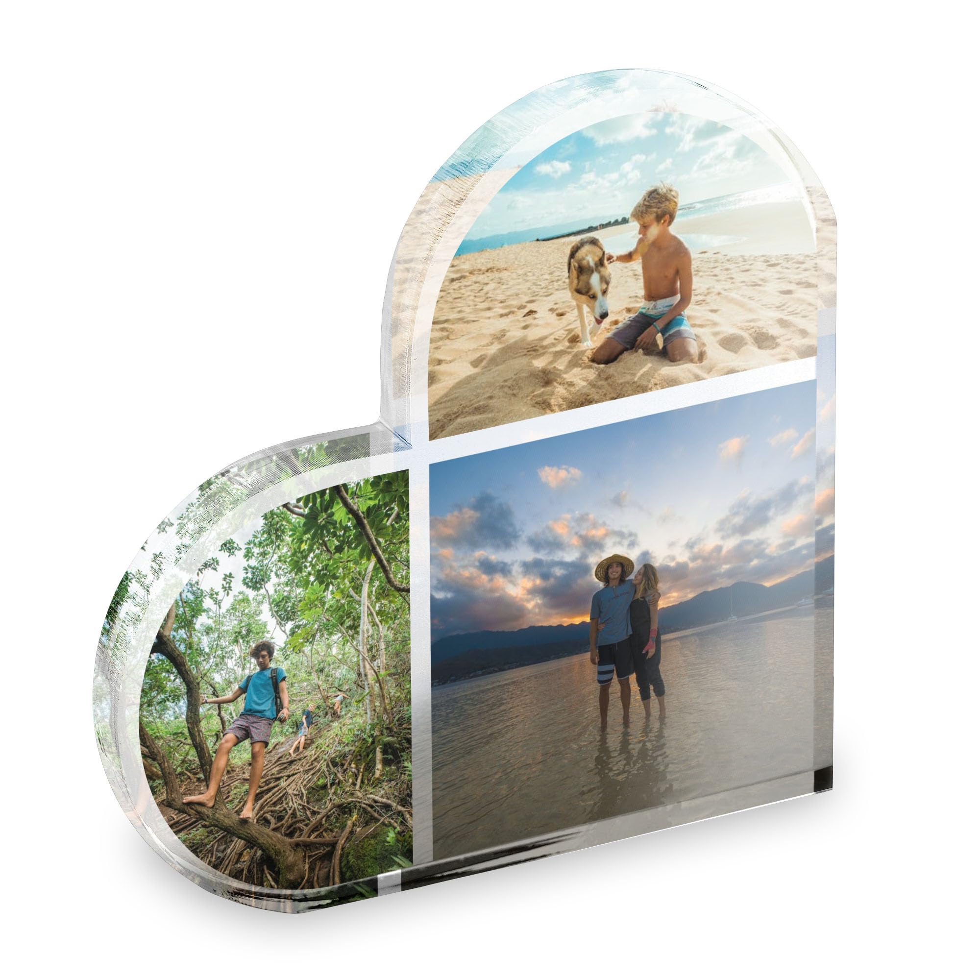 Personalised Heart Photo Print Acrylic Block Plaque Your Images Printed Free Standing Picture Ornament