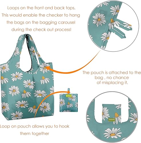 Vista 127 de BeeGreen Bolsa de viaje plegable reutilizable para regalo, bolsas de comestibles reutilizables, grandes regalos de vacaciones, bolsa de tela