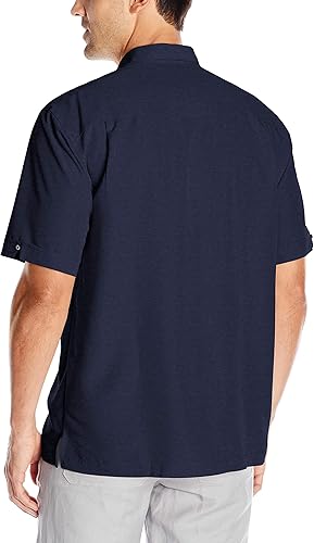 Miniatura 2 de Cubavera Camisa de manga corta con paneles para hombre, ajuste clásico, resistente a las arrugas, camisa casual con botones y cuello extendido