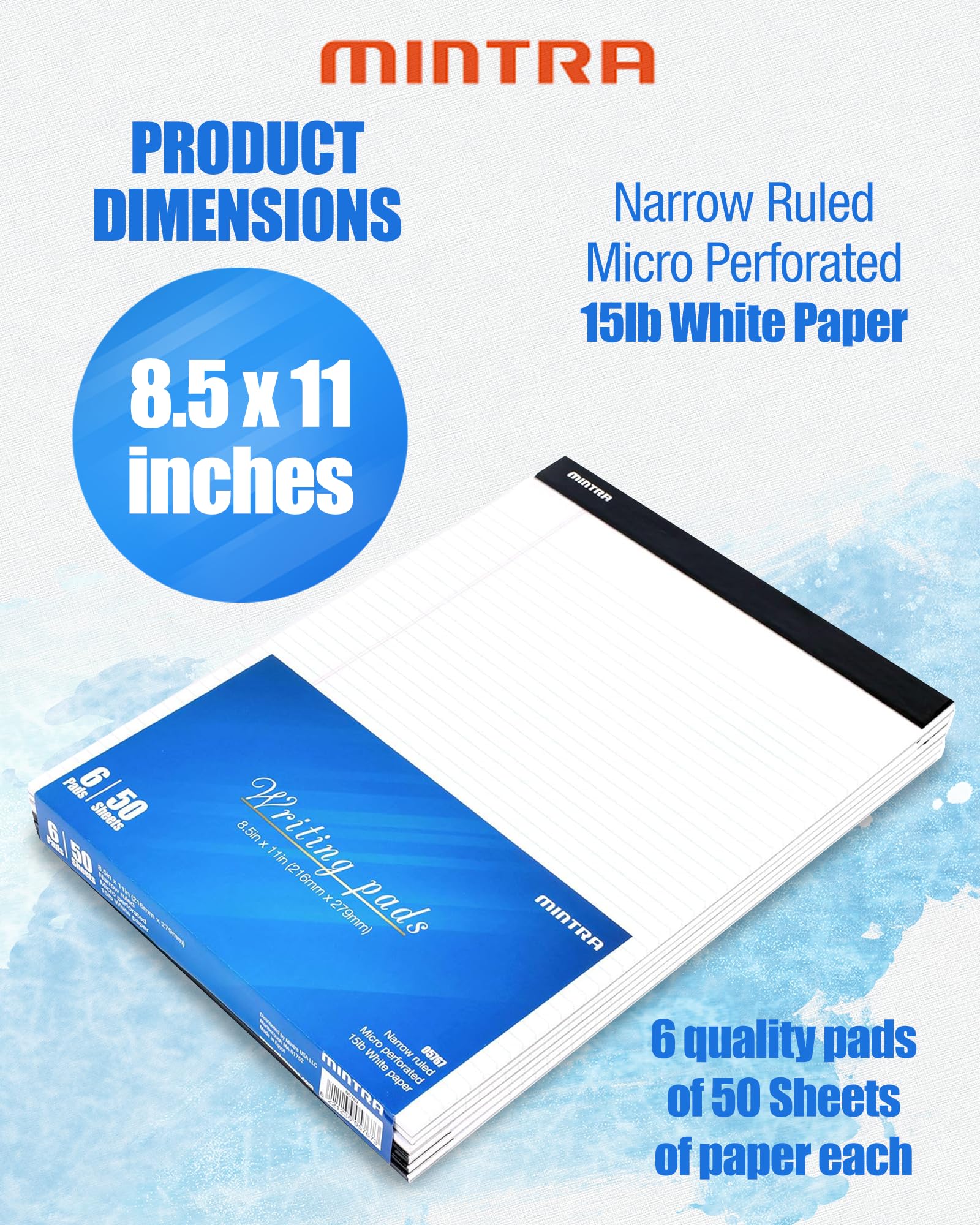 Mintra Office White Legal Pads Ruled Notepads and Micro-Perforated Sheets Ideal for Writing Note-Taking Creativity Office or Professional — view 2