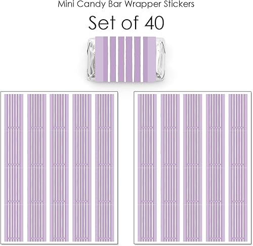 Miniatura 9 de Big Dot of Happiness Pink Stripes  Mini pegatinas para envoltorio de barra de caramelo, regalos pequeños para fiestas simples  40 unidades