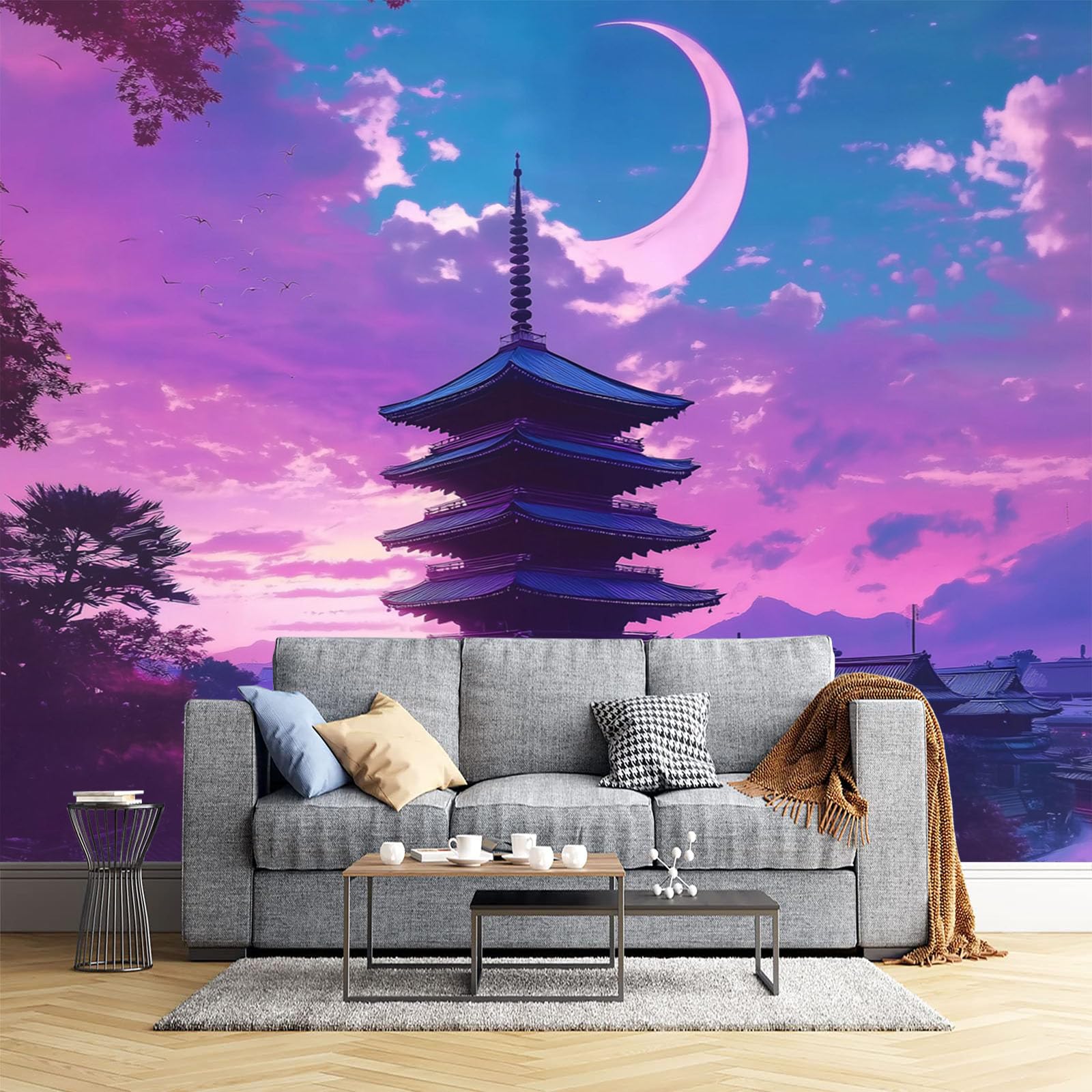 Papier peint paysage japonais 350x256 cm pour decoration salon