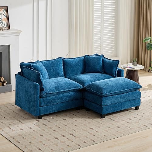 Miniatura 119 de Sofá seccional modular beige de 111.5", sofás seccionales grandes de 3 plazas para sala de estar, tela de chenilla marfil blanquecino, sofá nube de