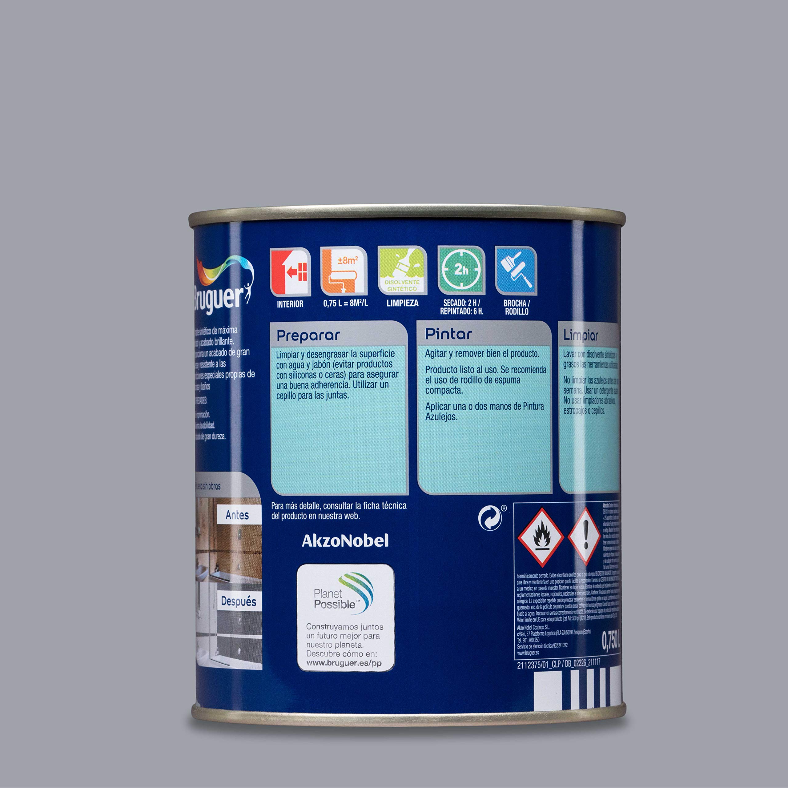 Bruguer Esmalte para Azulejos Brillante Gris Ártico 750 ml
