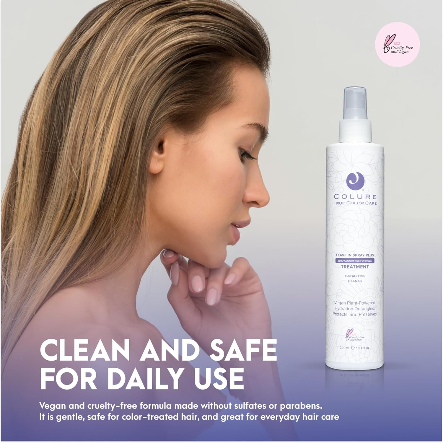 COLURE Leave-In Spray Plus, 10 Fl Oz – pH Balancing Sealer & Detangler, Acidifying Primer for Color Protection & Frizz