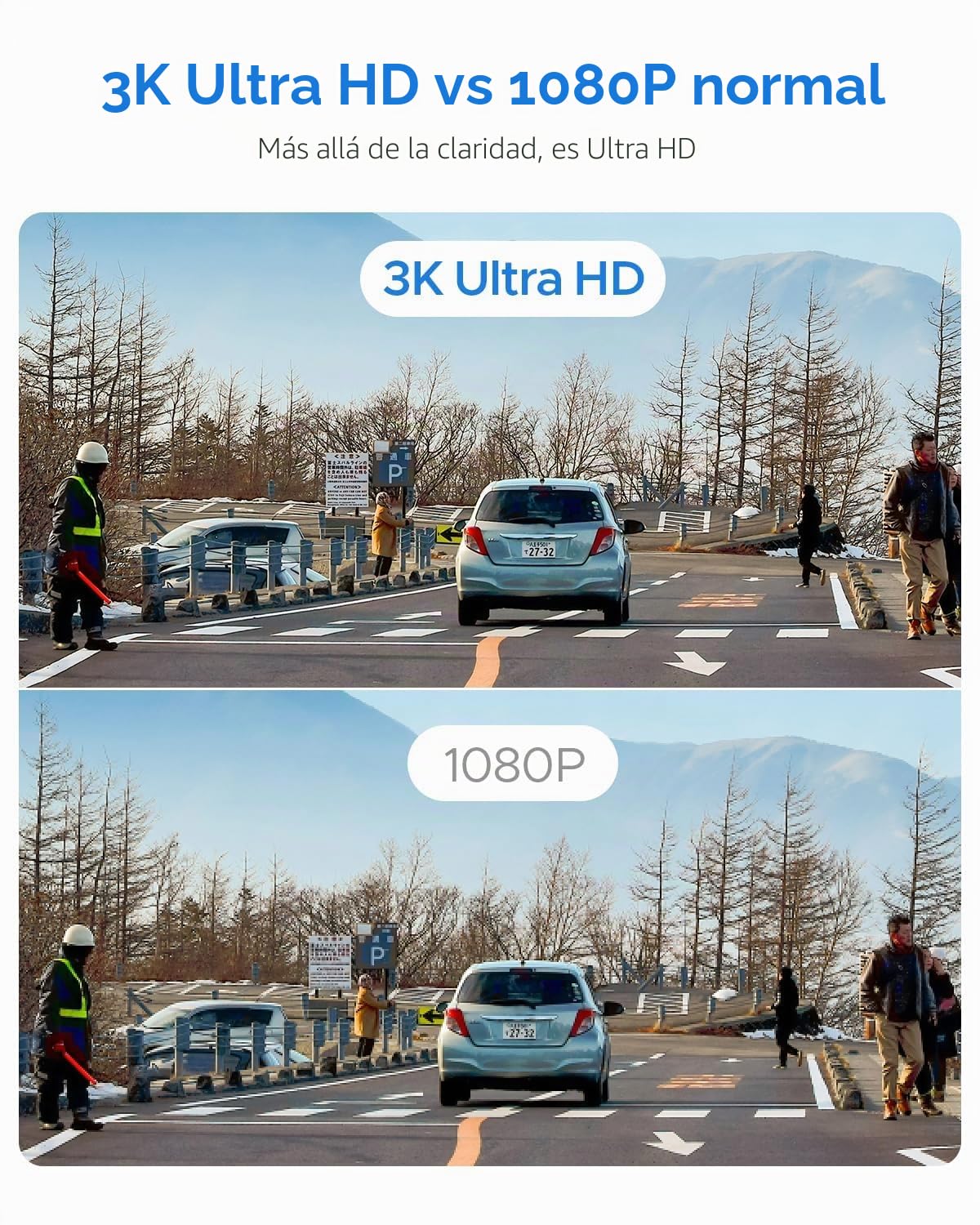 KAWA Dash CAM Coche 3K Frontal, con Tarjeta SD 32GB, Control por Voz, WiFi y App, Estacionamiento 24/7, Sensor G, Visión Nocturna, Grabación en Bucle, Dashcam Camara 360 para Camión y SUV