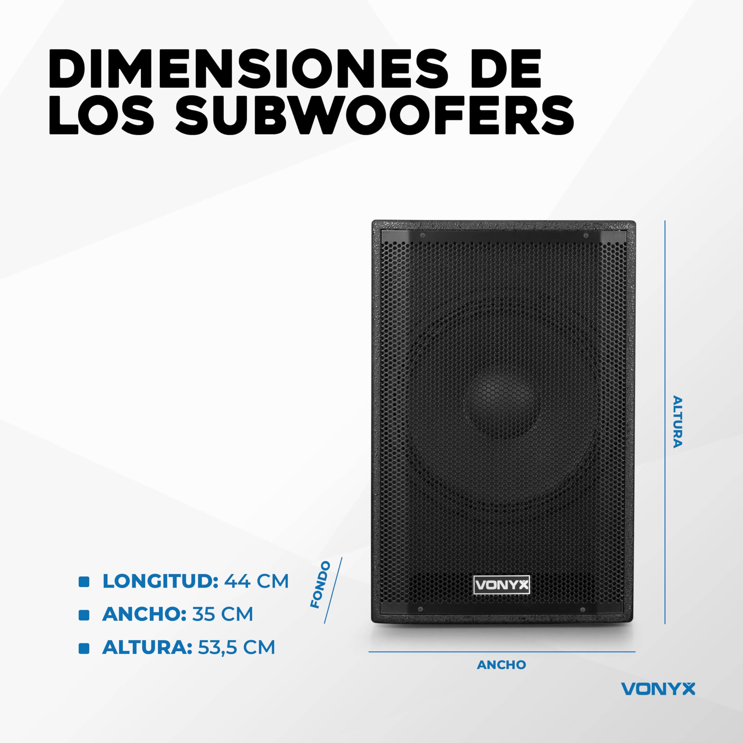 Vonyx VX1050BT – Sistema 2.2 Activo 1150W con Bluetooth, USB, SD, Doble subwoofer 12”, Micro, Trolley, Funda y Soportes, Equipo de Sonido Profesional para Eventos, Fiestas y DJ, Color Negro