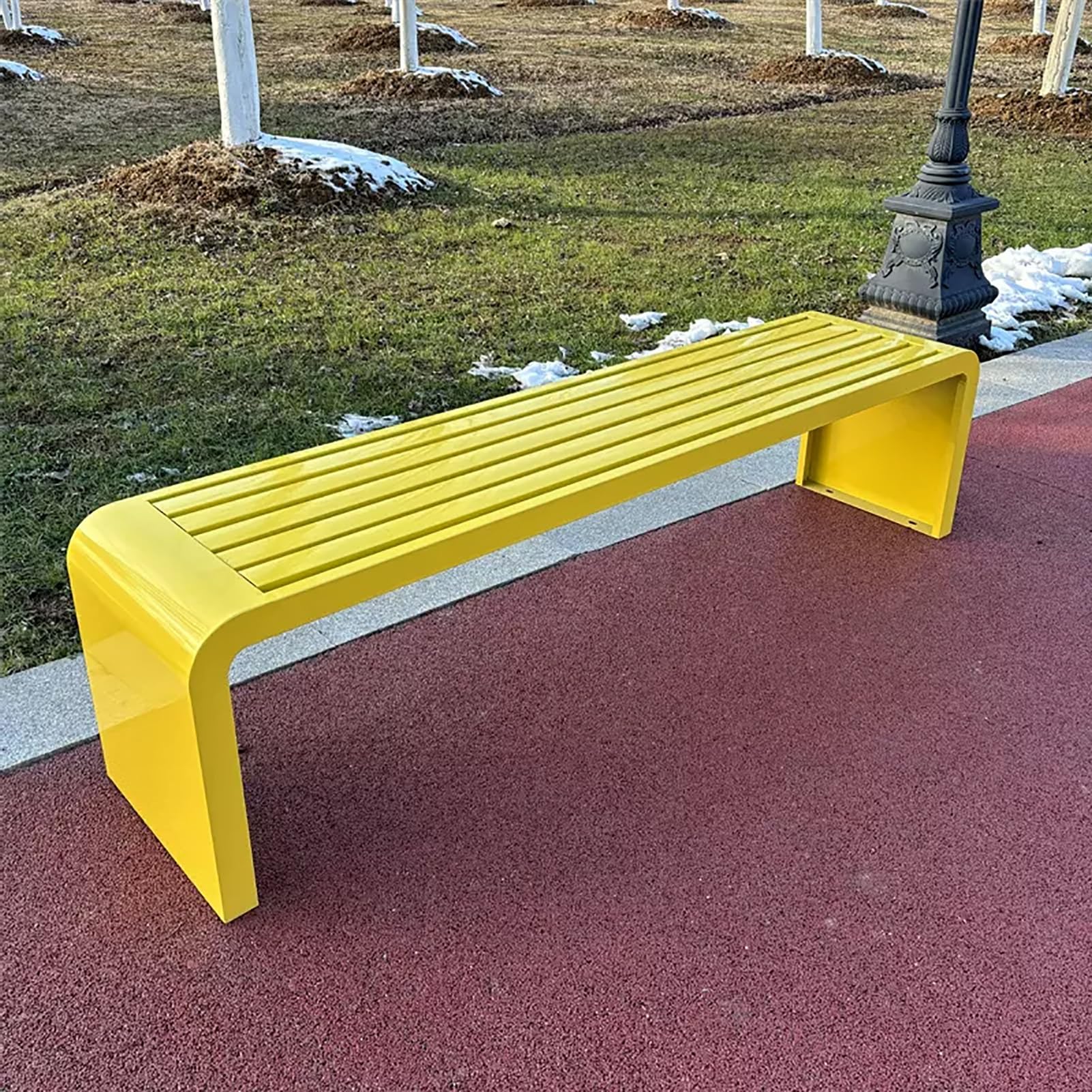 Banquette de Terrasse Résistante aux Intempéries en Acier Jaune pour Patio 100cm