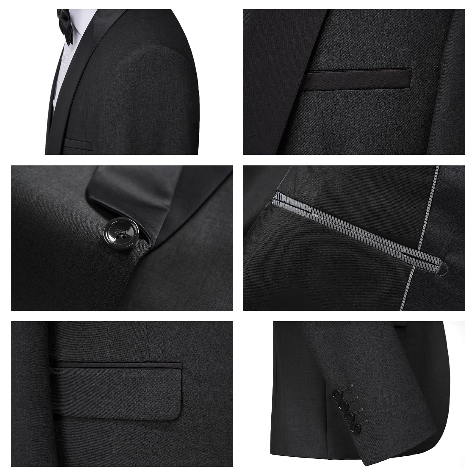 KUDORO Abito da Uomo 3 Pezzi Slim Fit Abiti da Sposa Abito Elegante Cerimonia Abito da Smoking Blazer Gilet Pantaloni