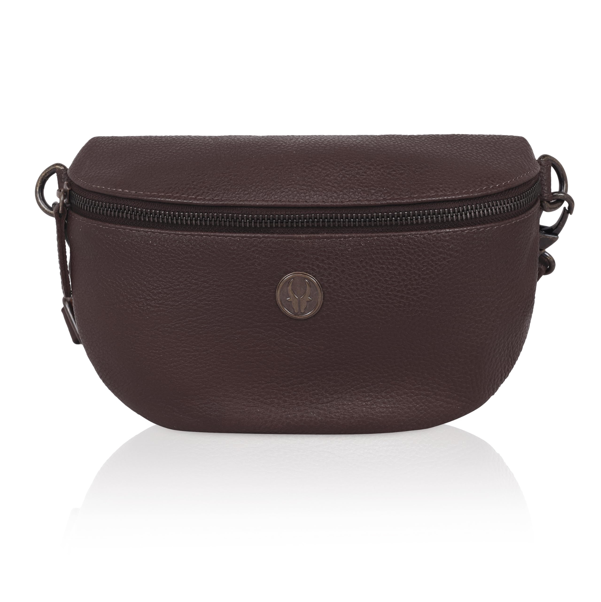 WILDHORN Fanny Pack Waist Bag Multifunction Genuine Leather Bag Travel Pouch for Men and Women- Multiple Pockets & Sturdy Zippers Ideal for Hiking Running and Cycling (Brown)