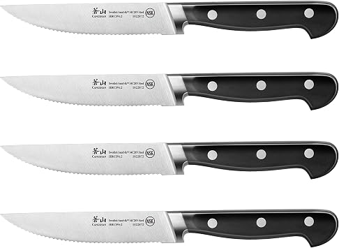Cangshan TV2 Series 1022889 Swedish 14C28N Steel Forged 4-Piece Steak Knife Set