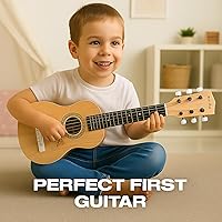 Vista 6 de Guitarra acústica de 23 pulgadas, guitarra de juguete de 6 cuerdas para niños, cuerdas de acero realistas, primer instrumento musical para Natural