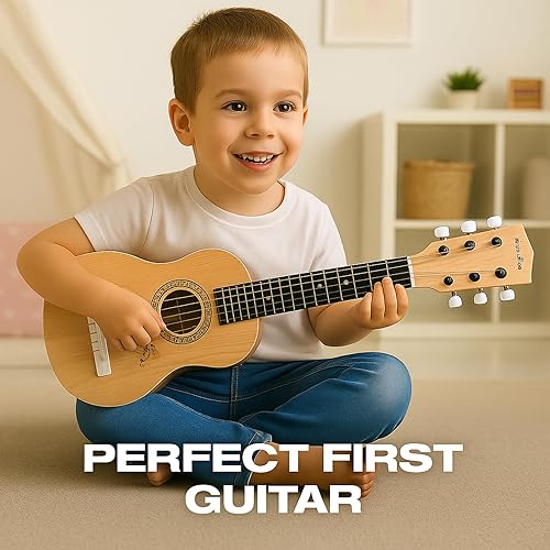 Miniatura 6 de Guitarra acústica de 23 pulgadas, guitarra de juguete de 6 cuerdas para niños, cuerdas de acero realistas, primer instrumento musical para