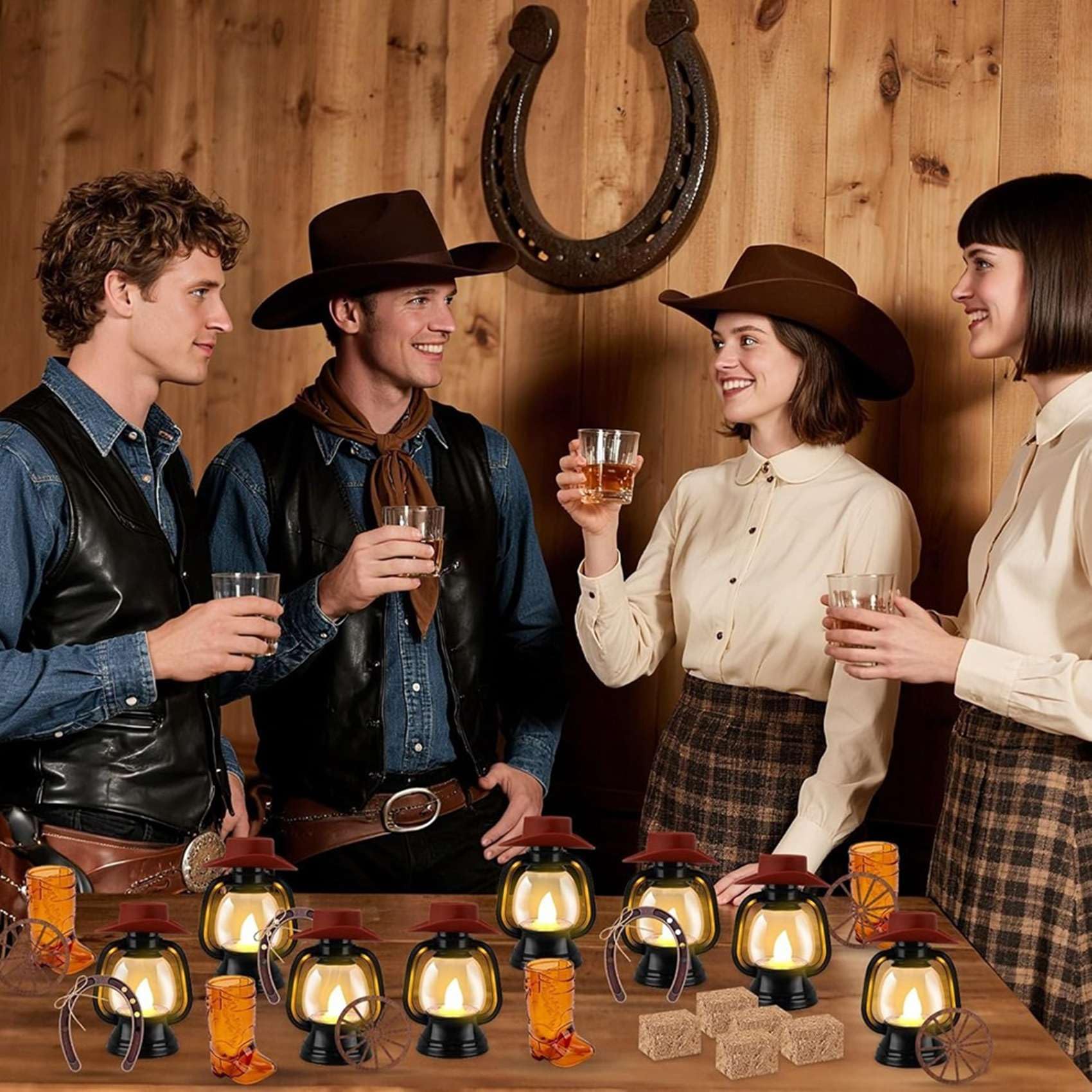Per Festa A Tema Western, Centrotavola con 120 Pezzi di Decorazioni Cowboy con Ruota di Carro per Decorazioni di Compleanno e Matrimoni in Stile Country.